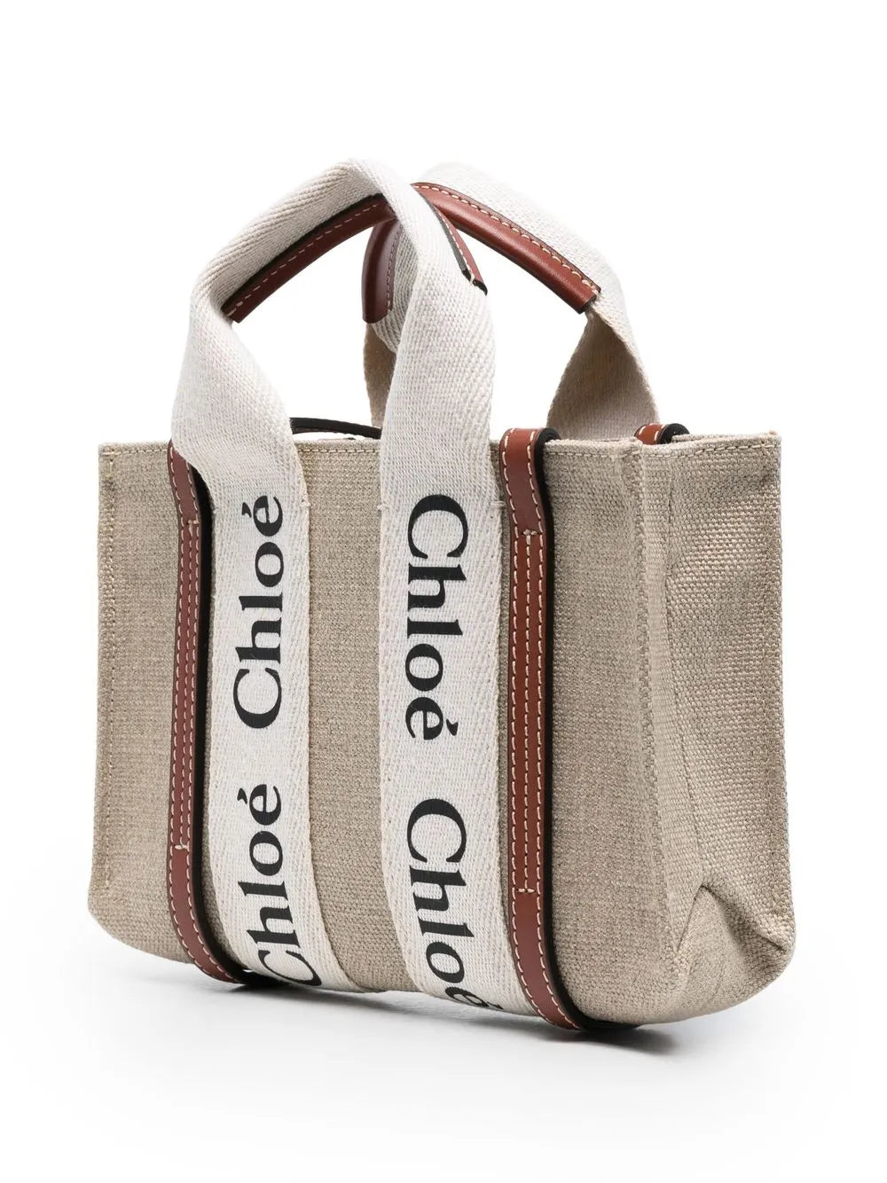 Chloé mini-Woody linen tote bag (SM)