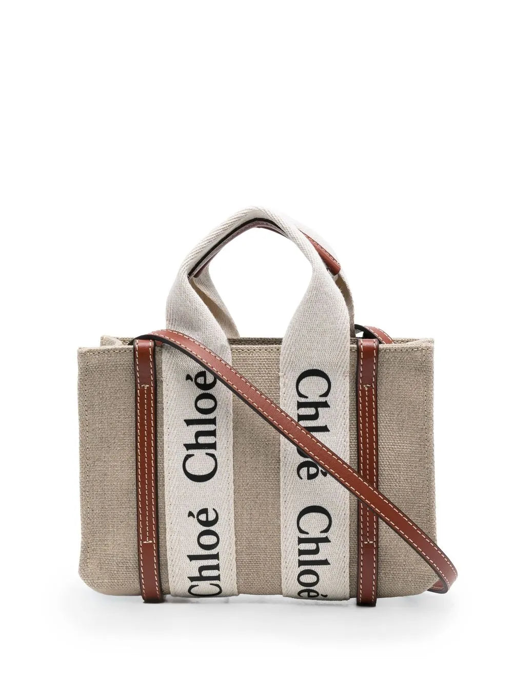 Chloé mini-Woody linen tote bag (SM)