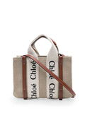 Chloé mini-Woody linen tote bag (SM)