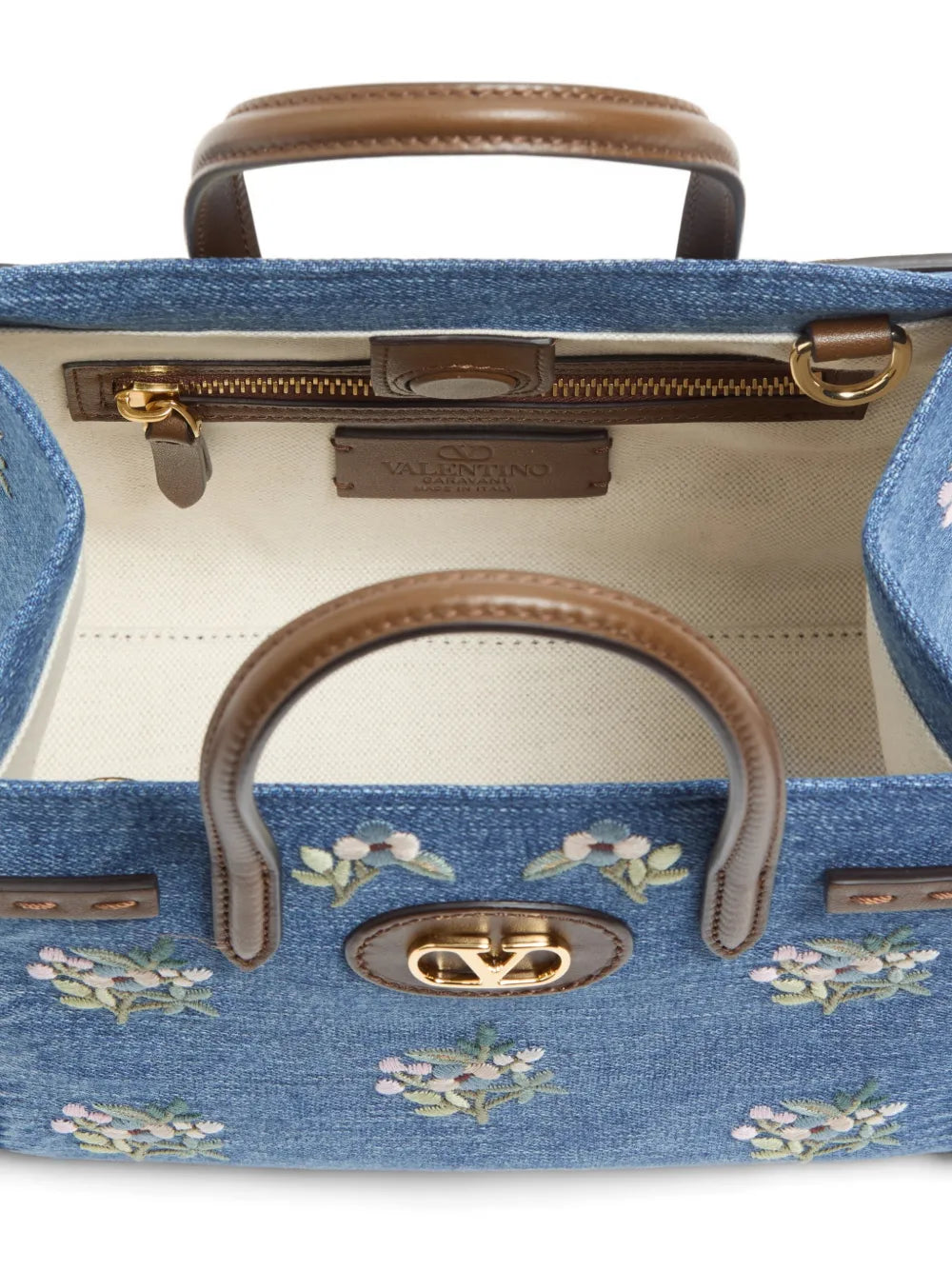 Velentino Antibes small, embroidered denim bag (SM)