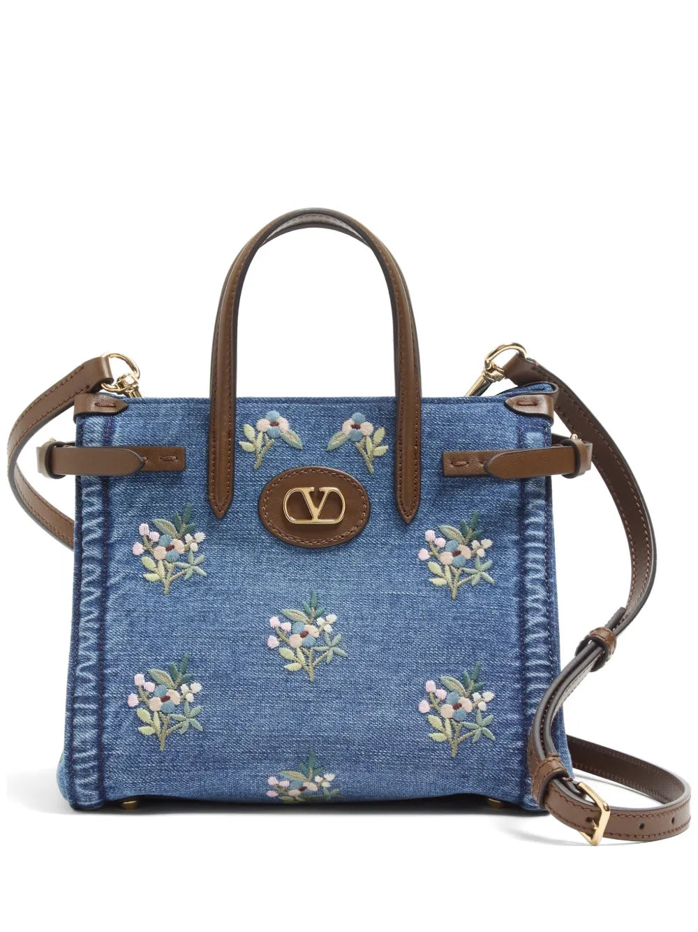 Velentino Antibes small, embroidered denim bag (SM)